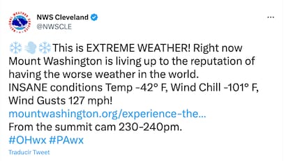 Mount Washington registró unas condiciones climáticas fuera de este mundo