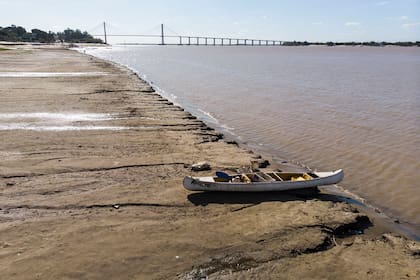 Muchas embarcaciones quedaron empantanadas en esa mezcla viscosa que deja el río cuando se seca