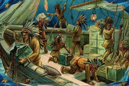 Muchos de los colonos abordaron los barcos vestidos como indios mohawk