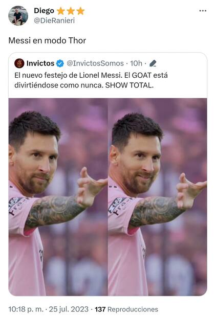 Muchos de los usuarios hicieron alusión a que Messi emuló a Thor
