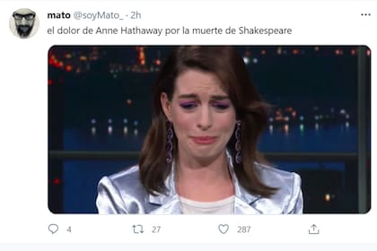 Muchos mencionaron a la actriz Anne Hathaway, porque se llama igual que la esposa de William Shakespeare en el siglo XVI