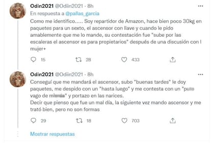 Muchos tuiteros se pusieron del lado del repartidor y contaron anécdotas similares de clientes que los maltrataron