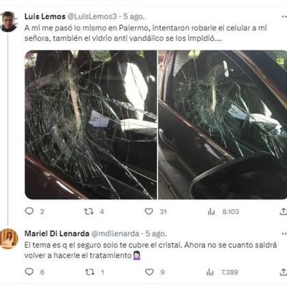 Muchos usuarios relataron experiencias similares a la que sufrió Mariel Di Lenarda cuando intentaron romperle la ventanilla para robarle el celular