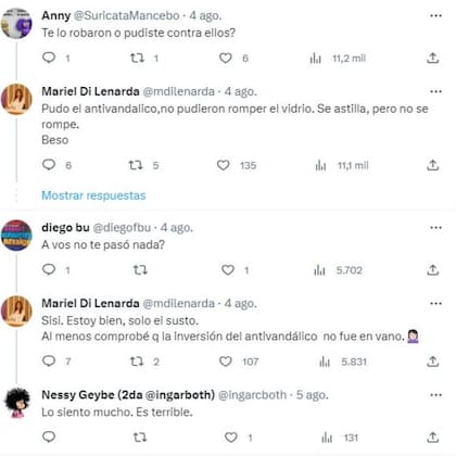 Muchos usuarios se interesaron por el intento de robo que sufrió Mariel Di Lenarda y le hicieron múltiples consultas