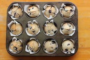 Muffins de arándanos sin gluten.