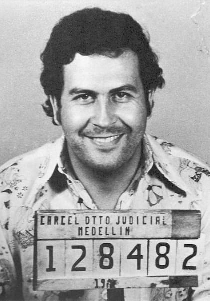 Mugshot de Pablo Escobar, detenido en la década del 70