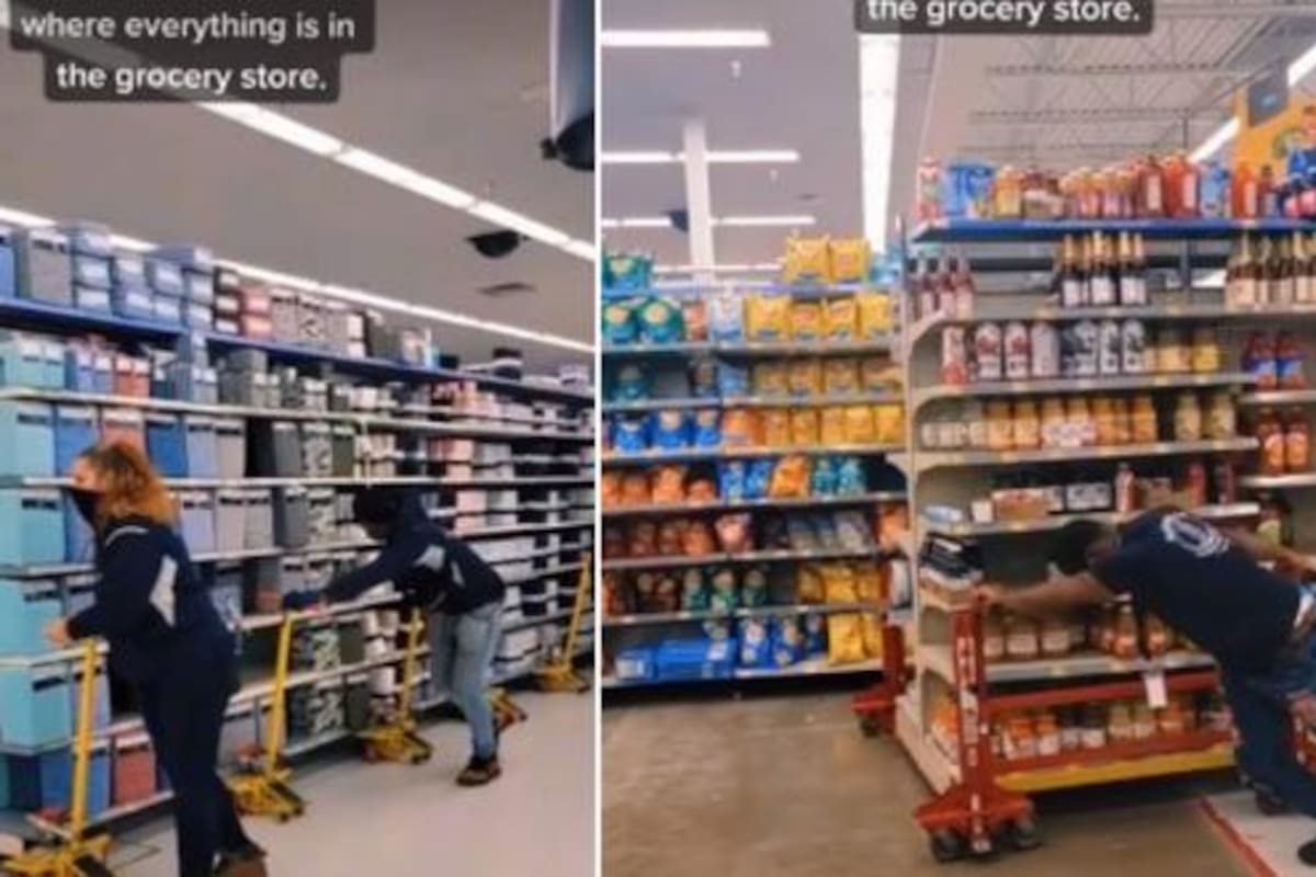 Mujer mostró cómo los trabajadores de un supermercado reubican los productos de la noche a la mañana