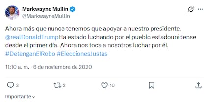 Mullin apoyó los dichos del actual presidente sobre las elecciones de 2020