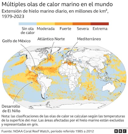 Múltiples olas de calor marino en el mundo