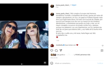Muna le dedicó sentidas palabras a su mamá (Foto Instagram @amuna_pauls_cherri_)