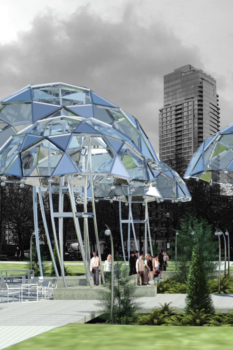 "Mushroom patch in the Urban Forest", proyecto destacado en el concurso Life Between Umbrellas de diseño amigable con la lluvia.