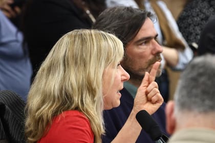 Myriam Bregman y Nicolás Del Caño durante el debate en la Comisión de Finanzas; la diputada de la Izquierda ironizó: "El cronograma llega hasta Navidad"