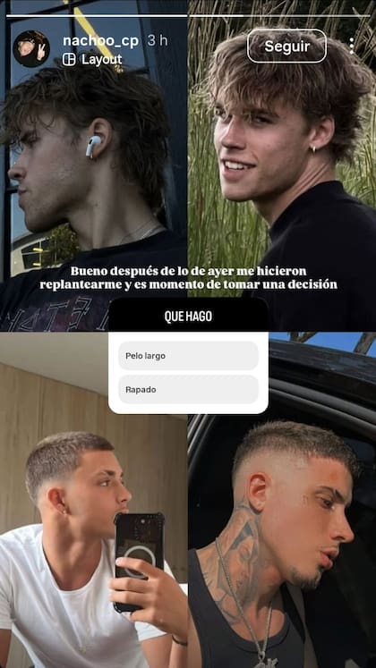 Nacho Castañares consultó a sus seguidores que corte de pelo hacerse