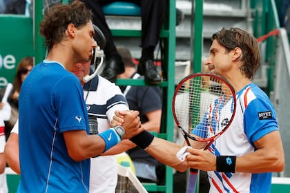 Nadal y Ferrer, en Montecarlo 2014, uno de los seis partidos que Ferru le ganó a Rafa en 31 partidos