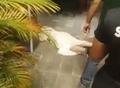 Nadia Beller, justo después del ataque