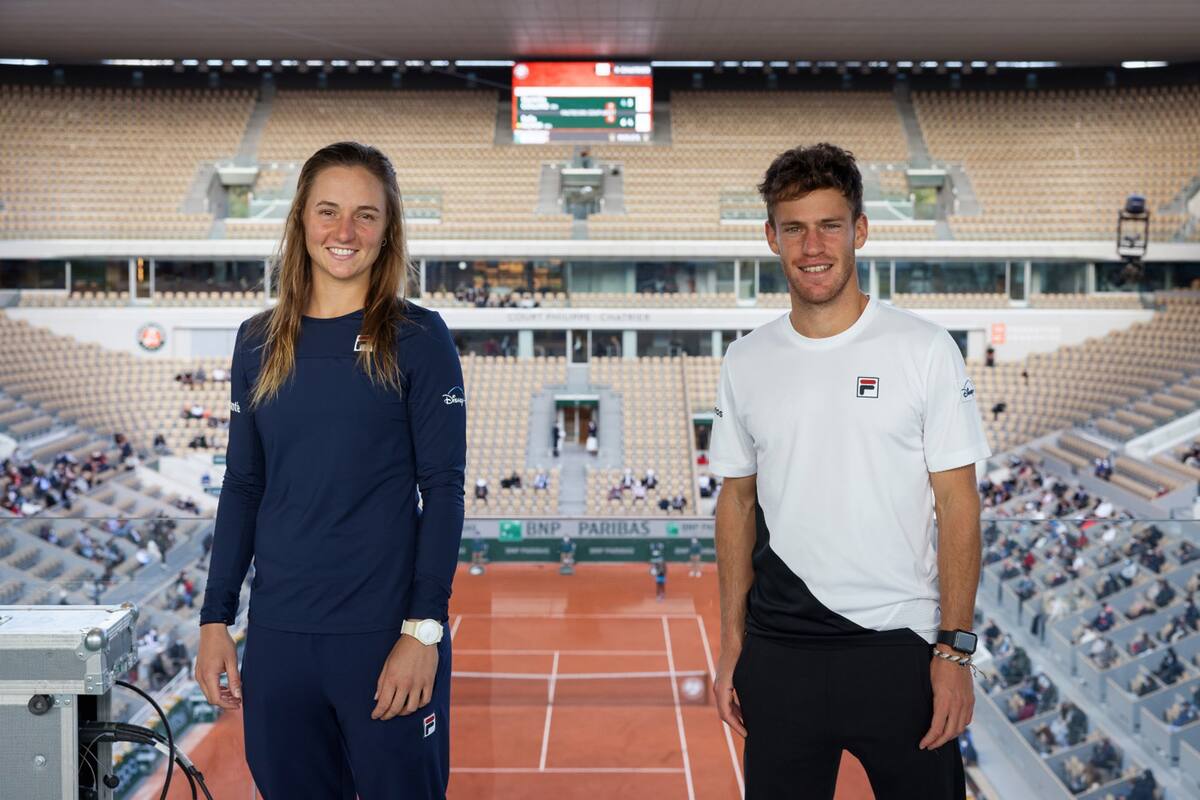 Nadia Podoroska y Diego Schwartzman en Roland Garros