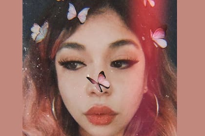 Nahir Esper y algunos de los filtros que creó, aplicados sobre su rostro