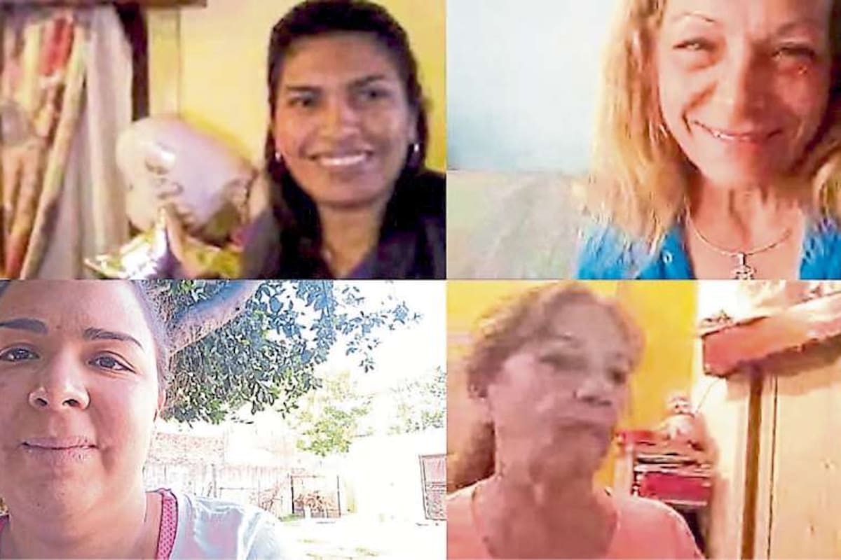 Nahir Ponce, Susana Martínez, Noemí Ponce y Lucila Decoud, de Nuestras Huellas, en reunión virtual
