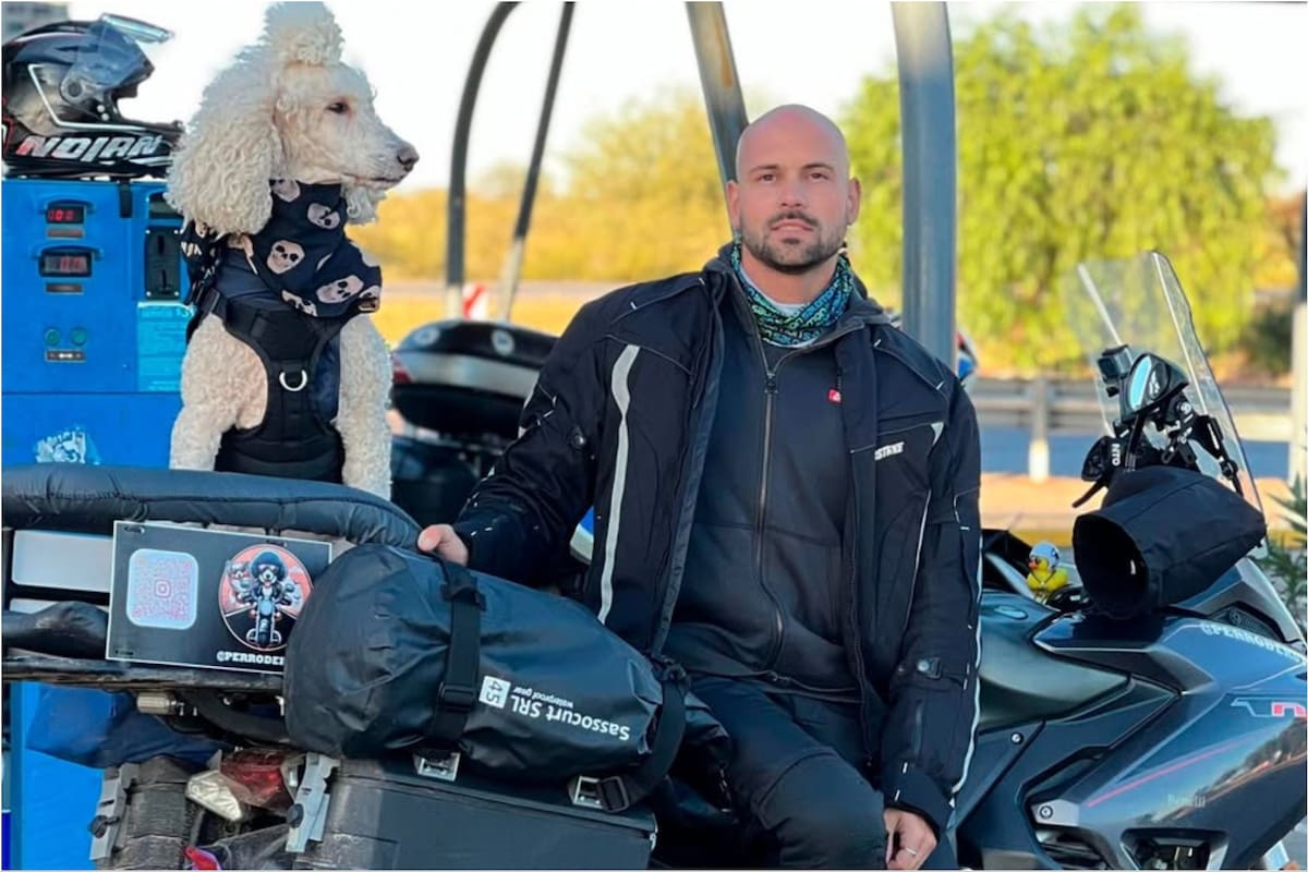 Nahuel Muñoz y su vida marcada por el amor a los animales: junto a Nuria, uno de sus perros, recorrió hasta 1800 kilómetros en moto hasta La Quiaca