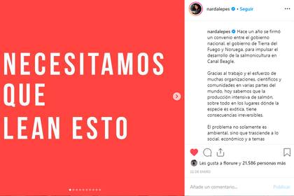 Narda Lepes, entre los prestigiosos chefs que lideraron la campaña anti salmón.