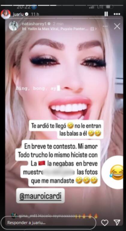 Natasha Rey en su cuenta de Instagram antes de que se vuelva privada (Foto: Instagram @juariu / @natasharey1)