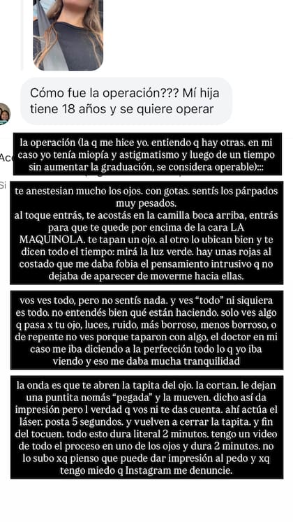 Nati Jota describió en detalle cómo es la cirugía de vista a la que se sometió