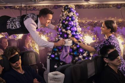 Navidad a bordo de un avión.