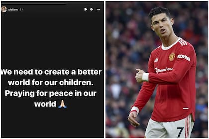 "Necesitamos crear un mundo mejor para nuestros chicos. Estoy rezando por la paz en nuestro mundo", publicó Cristiano Ronaldo en las redes sociales.