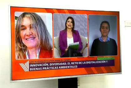 María Beatriz Pilu Giraudo (Aapresid), Eleonora Cole (LA NACION) y Lisa Benítez (Rastros Gis)