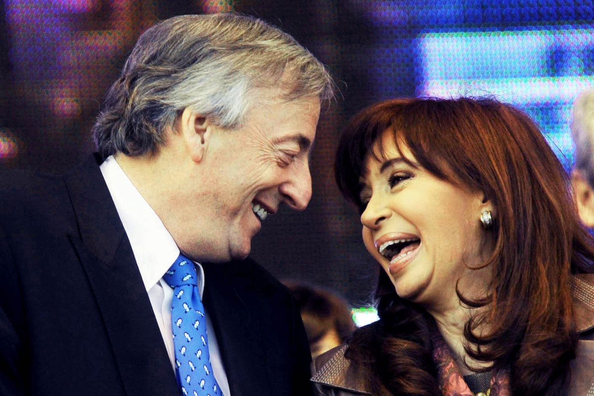 Néstor y Cristina Kirchner durante un acto de campaña, en 2009