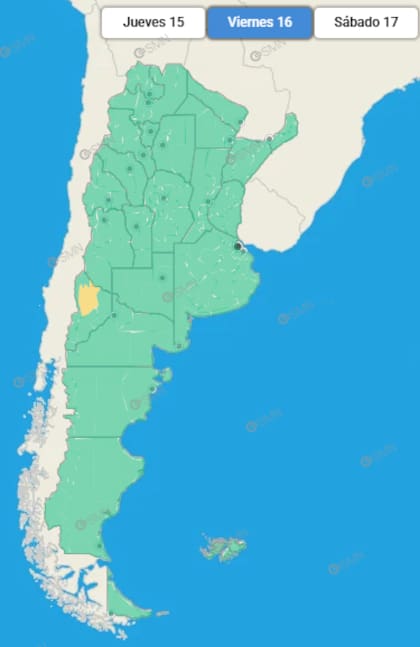 Neuquén, la única provincia bajo alerta