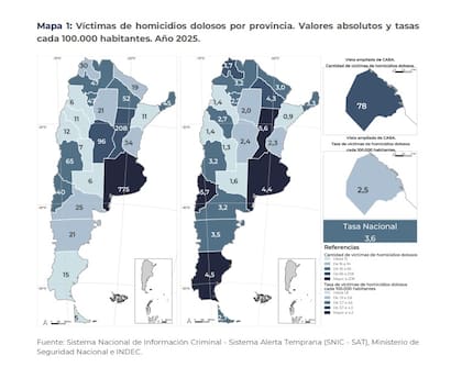 Neuquén, Santa Fe y la provincia de Buenos Aires tuvieron en 2025 las tasa de homicidios dolosos más altas de la Argentina