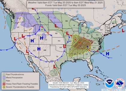 Nevadas atípicas en Wyoming para mayo, mientras aire frío canadiense congela las Llanuras del Norte