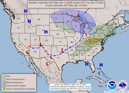 Nevadas intensas en Michigan: acumulaciones de 12 a 25 cm este lunes