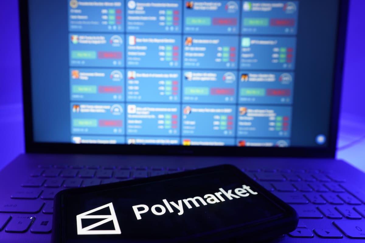 New York City, New York - July 21 2025: Polymarket Logo And Website With Prediction Market Interface On Computer Screen