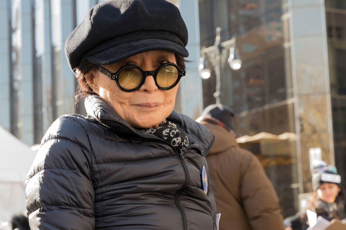 New York, NY - January 20, 2018: Yoko Ono attends womens march in New York at Central Park West
