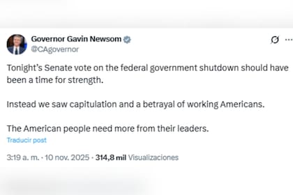 Newsom tildó de "traición a los trabajadores estadounidenses" la decisión del Senado