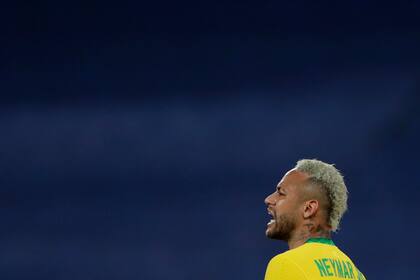 Neymar, de Brasil, emite un grito durante un partido de cuartos de final de la Copa América ante Chile, el viernes 2 de julio de 2021, en Río de Janeiro (AP Foto/Silvia Izquierdo)