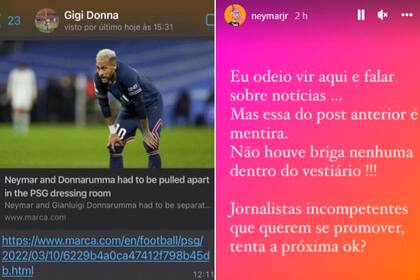 Neymar desmiente la pelea con Donnarumma.