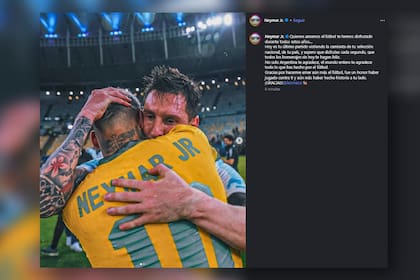 Neymar Jr., excompañero de Messi en Barcelona y PSG, le dedicó una sentidas palabras al astro argentino a horas de su despedida de la selección argentina