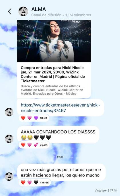 Nicki Nicole compartió un mensaje en su canal de difusión de Instagram (Instagram @nickinicole)