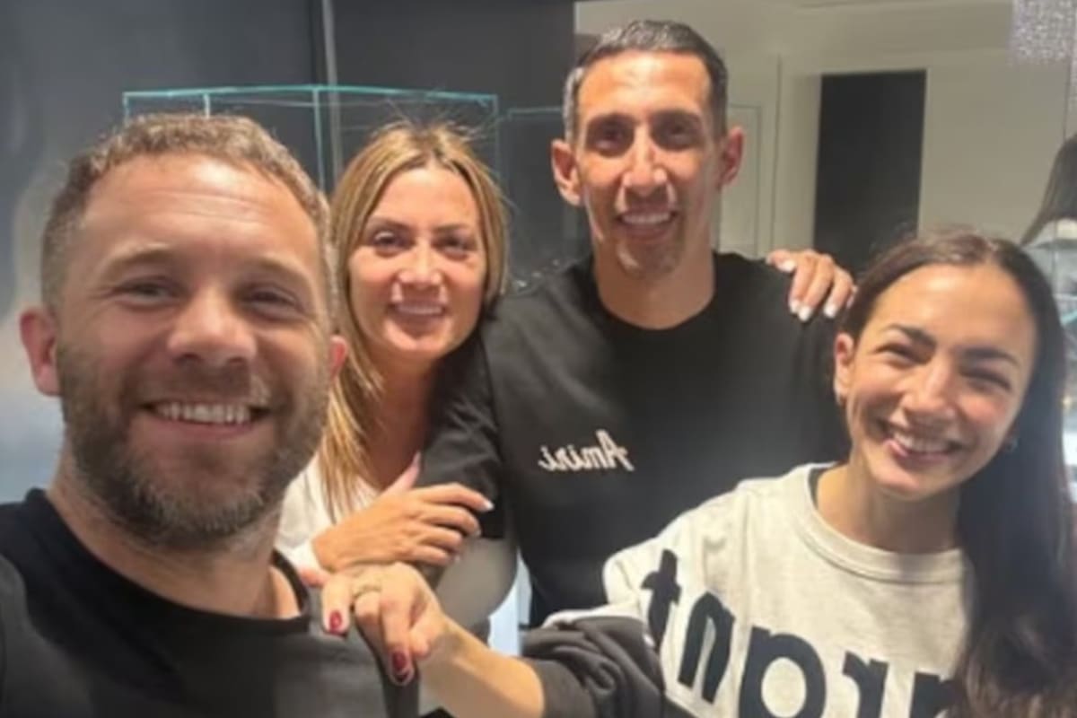 Nico Riera y Thelma Fardin disfrutaron de una velada con Ángel Di María y Jorgelina Cardoso (Foto: Instagram @nico_riera)