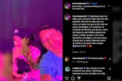 Nico Vázquez le dedicó un tierno posteo a su esposa, Gimena Accardi (Foto Instagram @nicovazquezok)