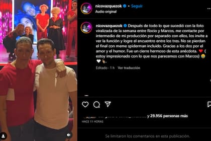 Nico Vázquez se encontró con Marcos y Rocío (Foto Instagram @nicovazquezok)
