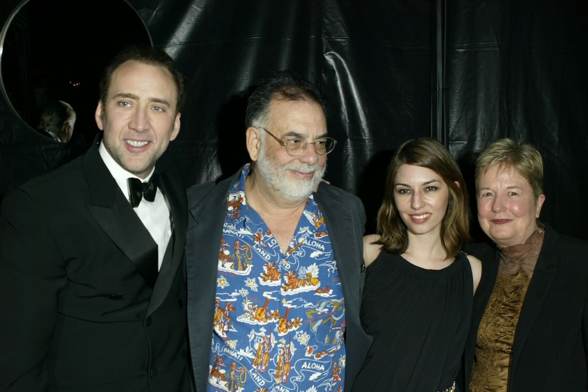 Nicolas Cage, en el pasado, junto a su tío, el director Francis Ford Coppola, su prima Sofia Coppola y su fallecida tía, Eleanor Coppola