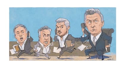 Nicolás Dujovne, Alfredo Cornejo, Marcos Peña y Mauricio Macri