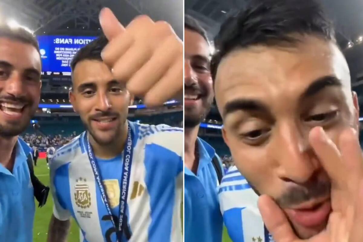 Nicolás González fue entrevistado por Nicolás Occhiato en el campo de juego del Hard Rock Stadium