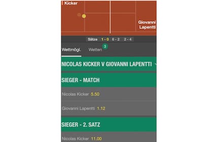 El partido que Kicker arregló en Barranquilla 2015 generó movimientos fuera de lo común en las casas de apuestas y, pese a que era el favorito y ganó el primer set, terminó pagando más que su rival, Giovanni Lapentti