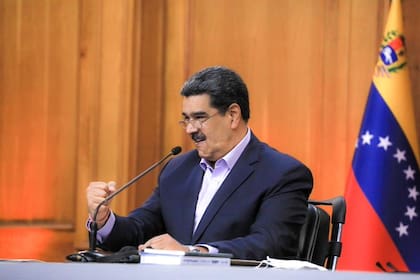 Nicolás Maduro en la Cumbre Antifascista en Defensa de la Verdad en Caracas el 12 de abril de 2022.