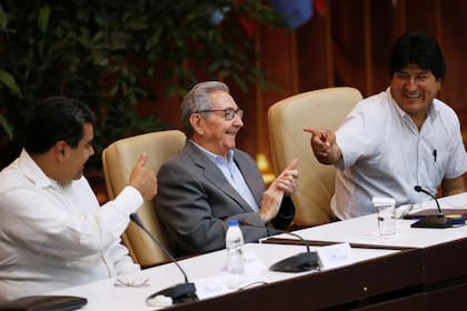 Nicolás Maduro, Raúl Castro y Evo Morales, el año pasado